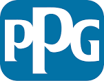 The pg logo on a blue square with packaging.