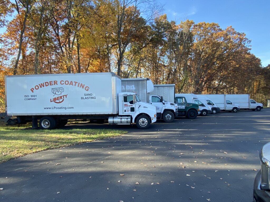 an image of shipping trucks outside