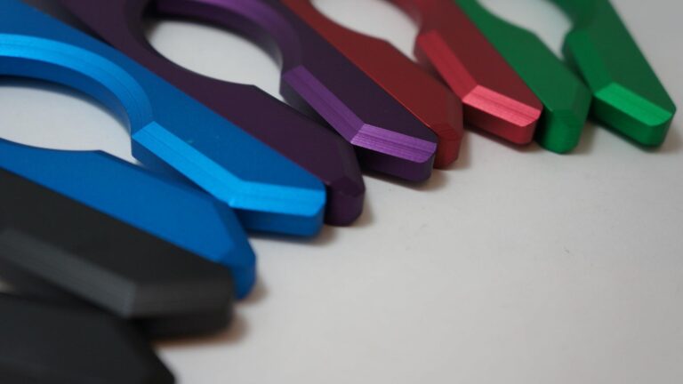 anodized aluminum in a row